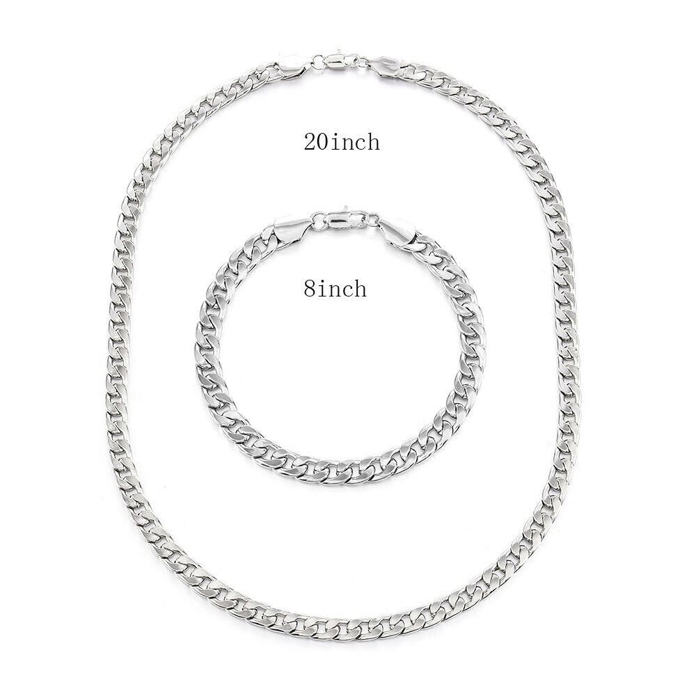 Sliver Bracelet And Chain Necklace alloy for Mens And Womenâ€™s non tarnish Set