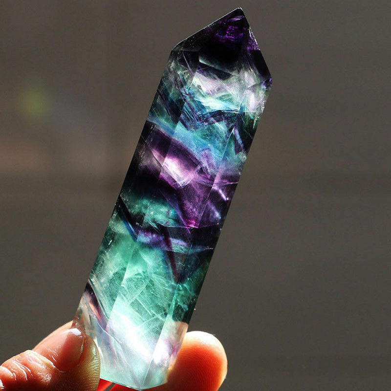 Colorful Natural Fluorite Quartz Crystal REAL Wand Point Healing 30-60mm STONE