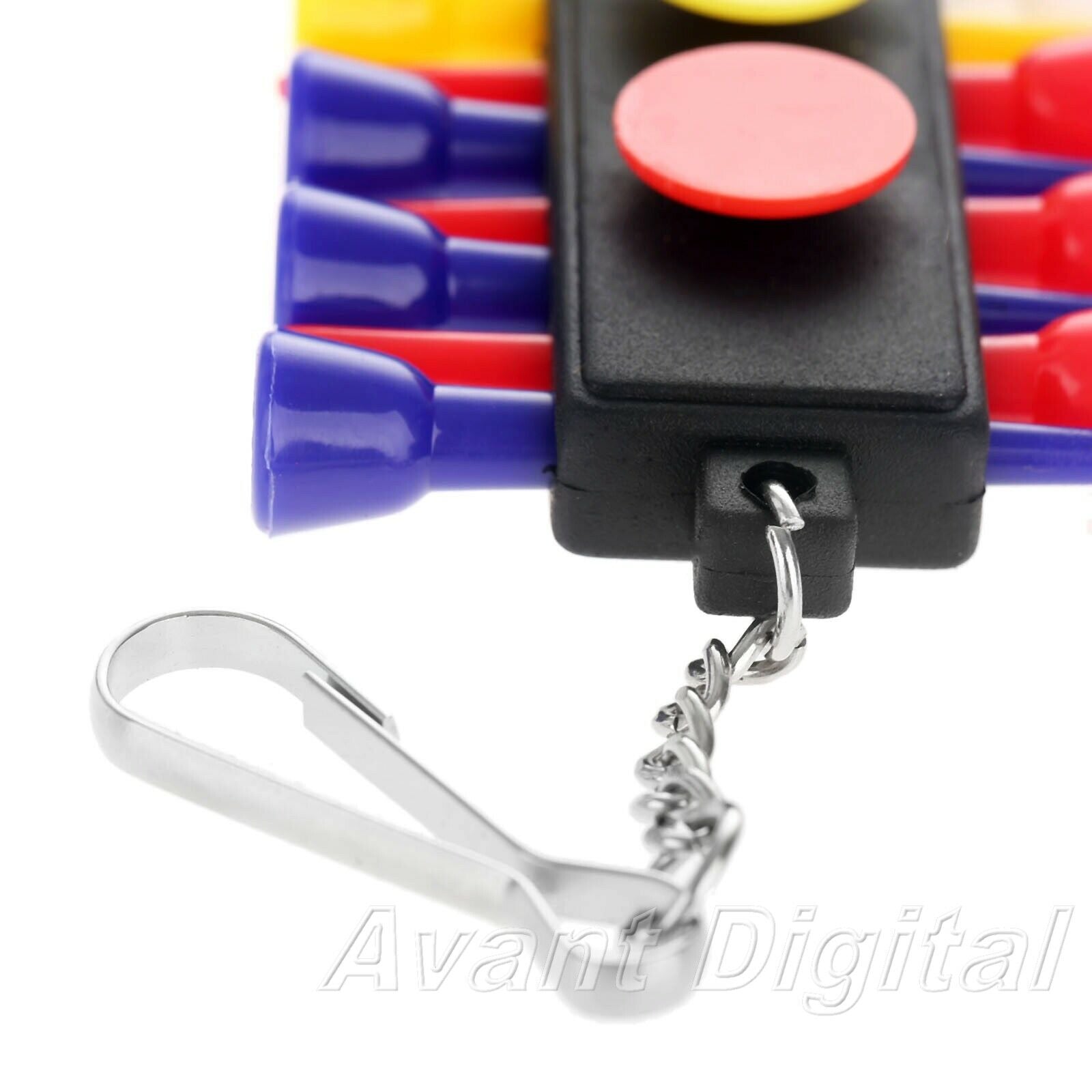 Rubber Plastic Golf Tee Black Holder With 12 Tees & 3 Ball Markers & Keychain