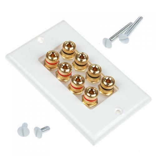 Budget 4 Speakers Cable Wall Plate 8 Banana Plug for Audio Video Theater Cable