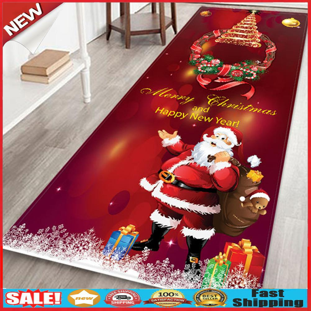 40x120cm Christmas Santa Claus Anti-slip Pad Kitchen Floor Mat Carpet Rug @
