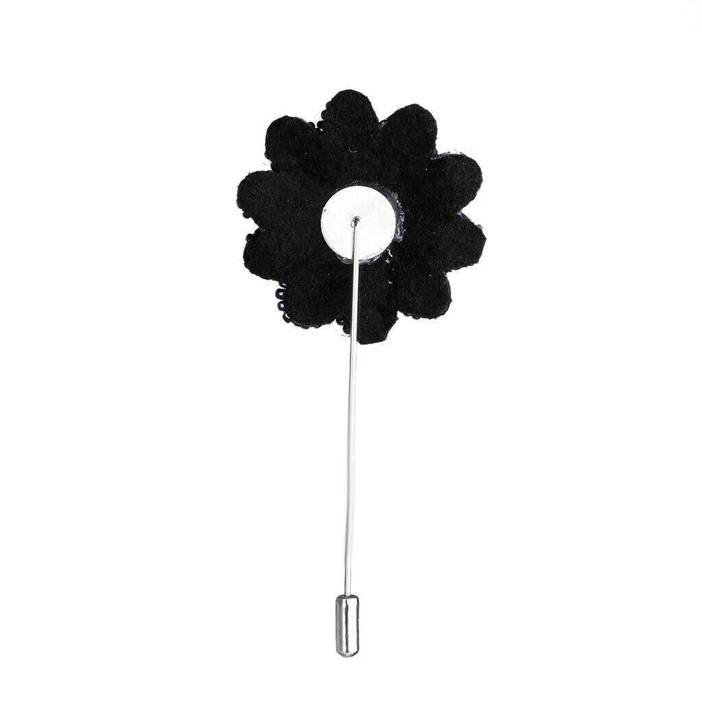 Crystal Beaded Flower Stick Brooch Tuxedo Corsage Tie Hat Pin Navy Blue
