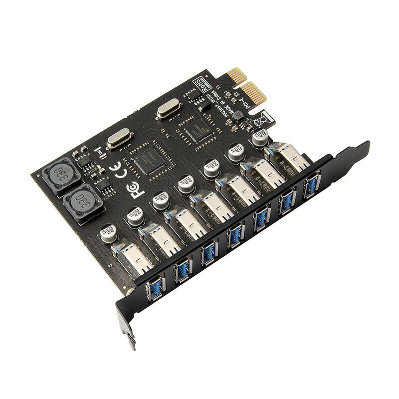 PCI-E 1X to 7 Ports USB 3.0 PCI Express Expansion Card Adapter Hub 5Gbps NEW