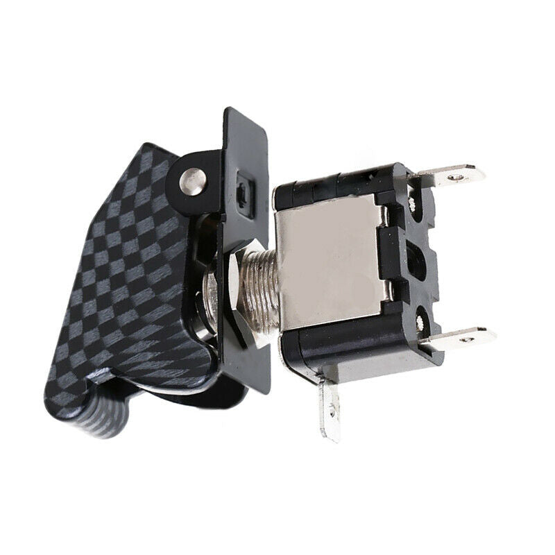 5PCS 20A Car SUV Truck Yacht Carbon Fiber Cover LED Light Rocker Toggle Switch