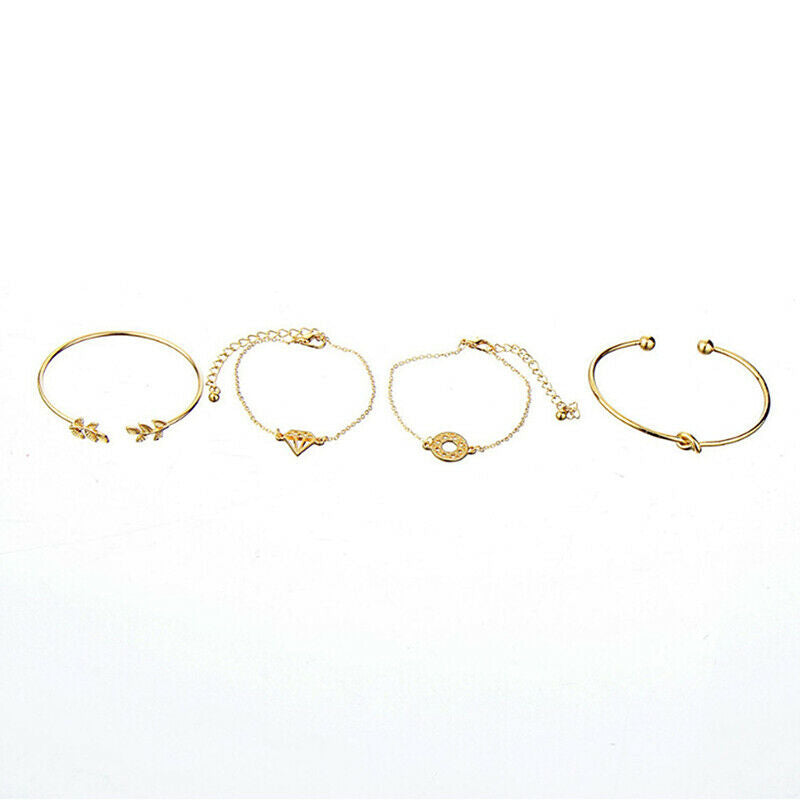 4Pcs/Set Fashion Bohemia Leaf Link Chain Charm Bracelet Women  Bracelets .l8