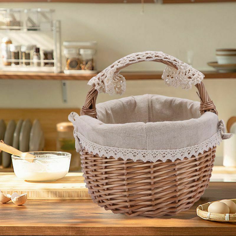 Wicker Basket Rattan Storage Basket Box Picnic Basket Fruit Flower Baskets andE8