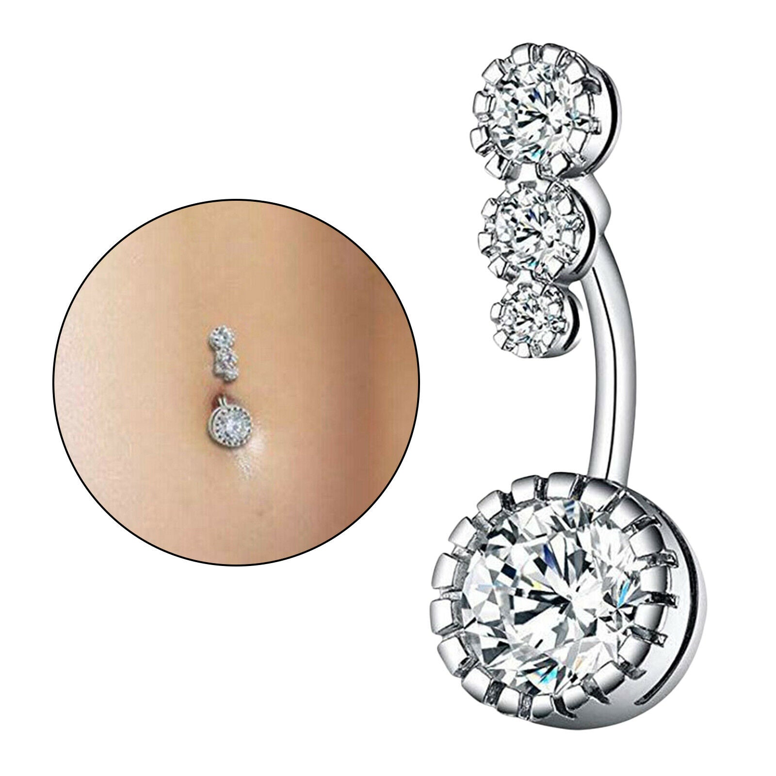 Lady Navel Belly Button Rings Bar Crystal Drop Dangle Body Piercing Jewelrys