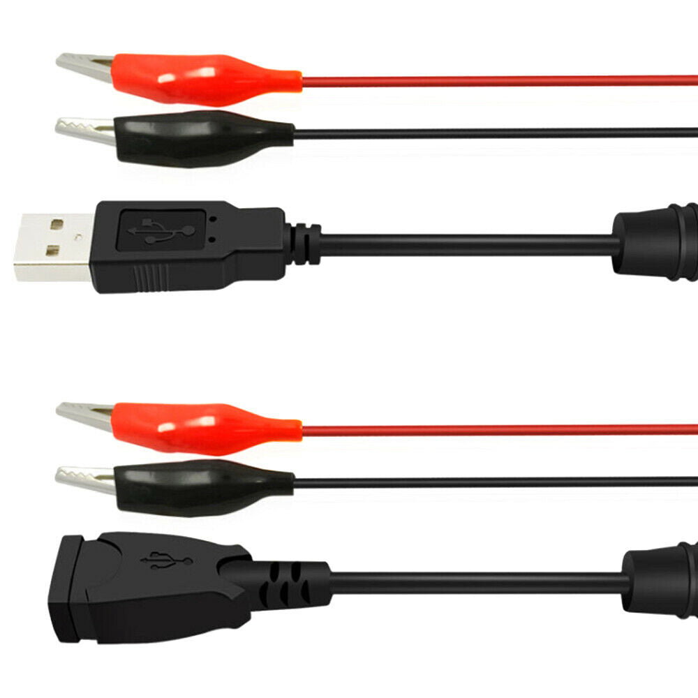 1 Pair Male Female USB Alligator Clips Lithium Battery Voltmeter Ammeter Tester