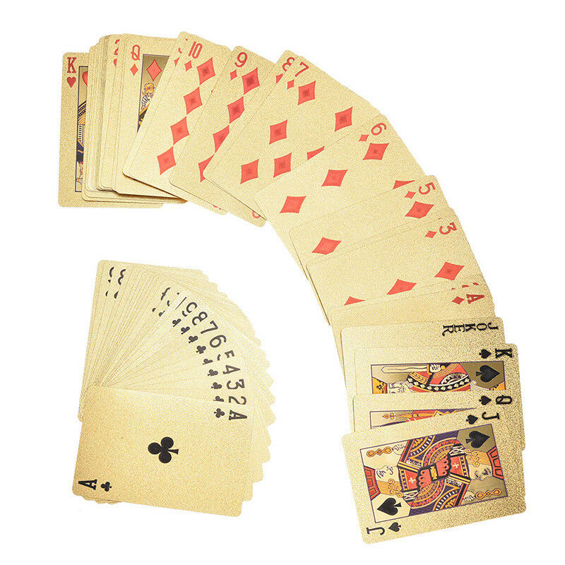 54 pcs waterproof pvc playing cards set golden box poker card magic trick.l8
