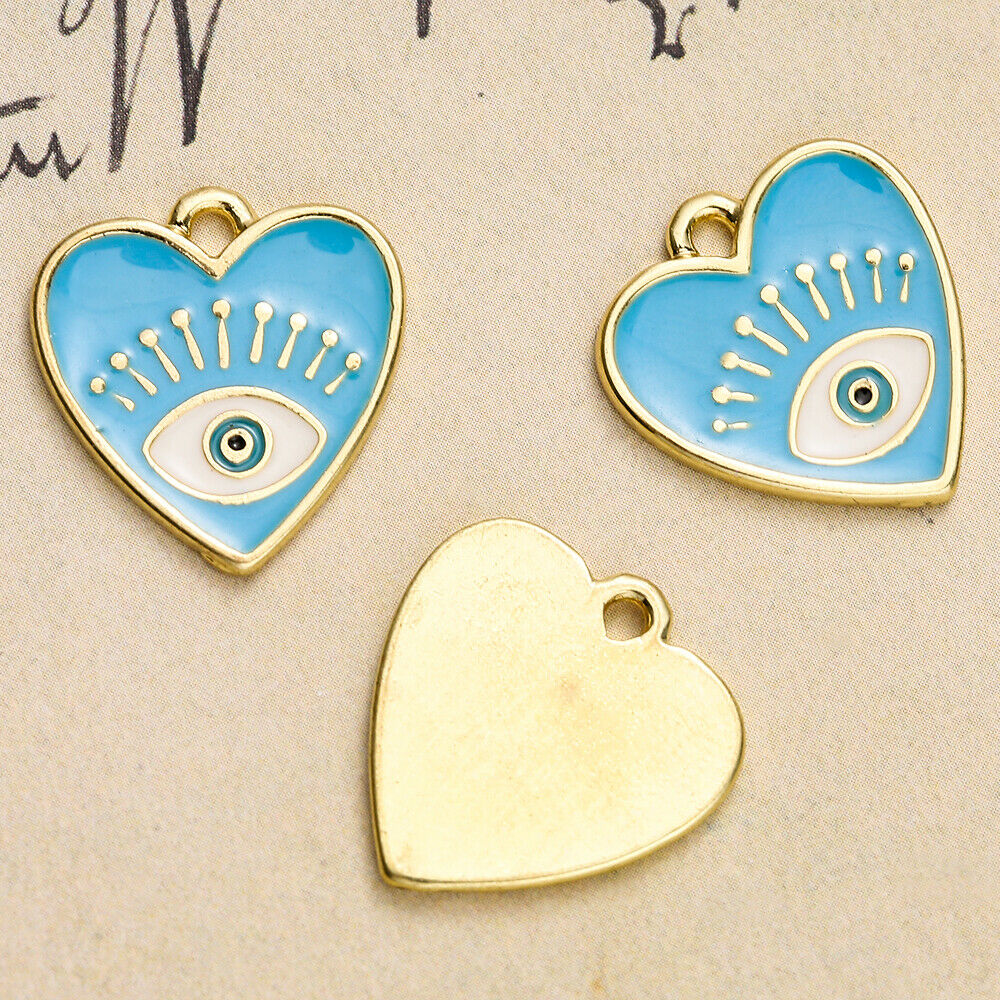 30Pcs New Evil Eye Enamel Charms Eye Alloy Oil Drop Pendants Cute Women Jewelry
