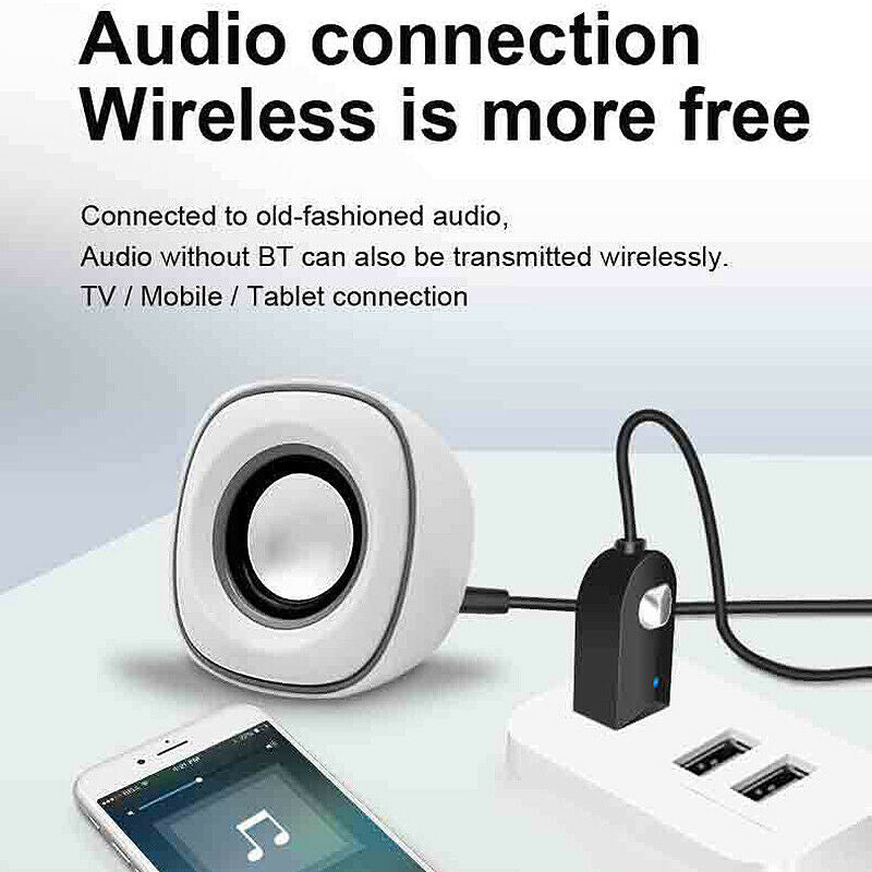 Bluetooth 5.0 Adapter Hands-Free Car Kits for 3.5mm AUX Audio Car Speaker/HomeM1