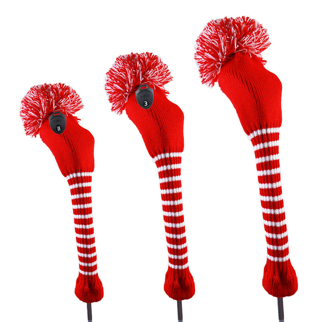Golf Club 1 3 UT Driver Fairway Wood Head Covers Pom Pom Long Neck Headcovers -