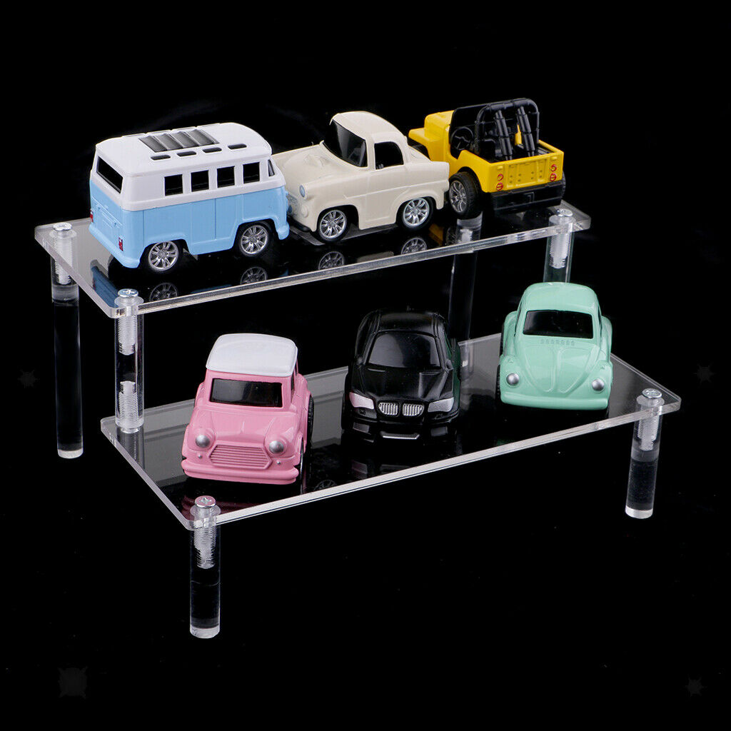 2-Tier Acrylic Character Car Toys Display Rack Stand Holder DIY Assembly