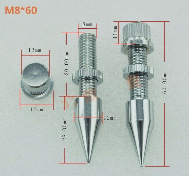 10pcs M8*60 Speaker Spikes Isolation Spike Stand Foot Home Audio parts