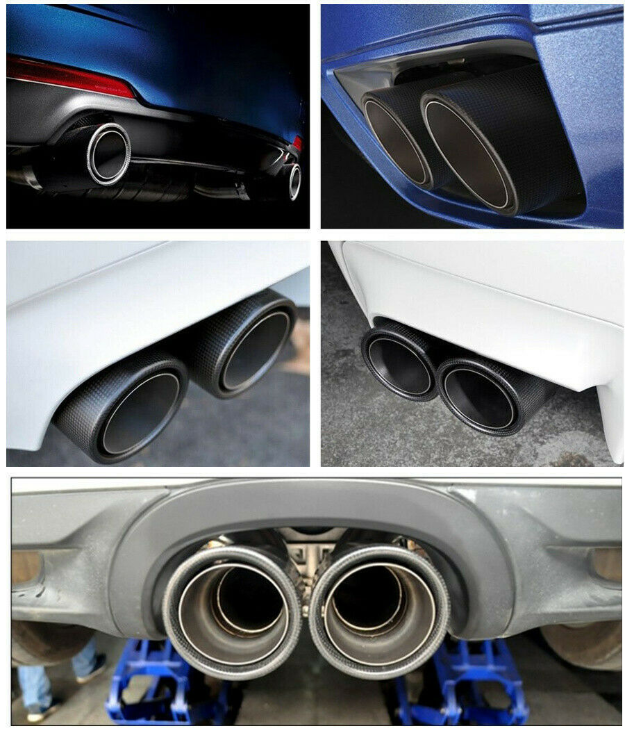3'' Carbon Fiber Surface Exhausts Pipe Cover Glossy Muffler Pipe Tip Universal
