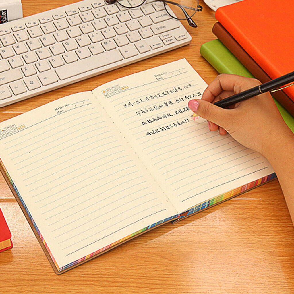 A5 Thickened Soft Cover PU Leather Notebook Rainbow Side Diary Book Orange
