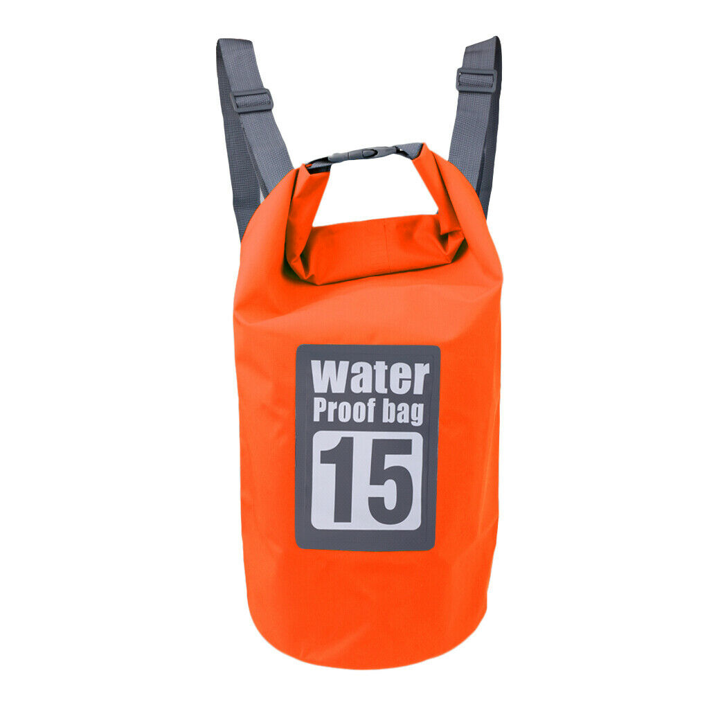 Waterproof Dry Sack Backpack Bucket Bag Camping Kayaking Travel 15L orange