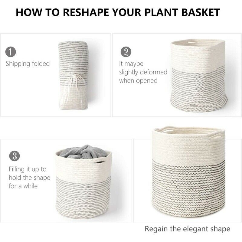 Cotton Rope Plant Basket Modern Indoor Planter Flower Pot Woven Storage OrgaQ4L9