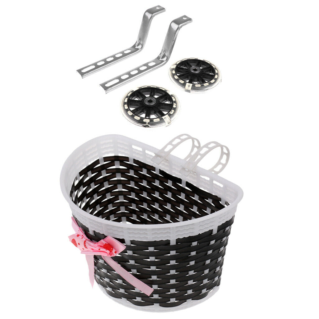 Kids  Training Wheels Fits 12 To 20" + Bike Cute Front Basket Black