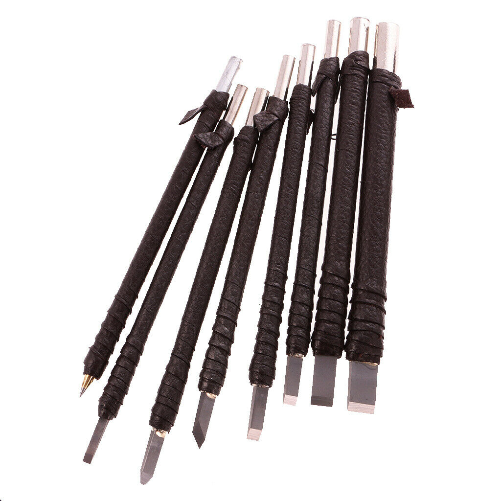 Set Of 8 Pieces Stone Wood Carving Seal Engraving Set Hobby Craft Tool