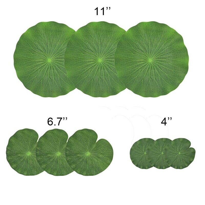 Pack Of 9 Artificial Floating Foam Lotus Leaves Water Lily Pads Ornaments GreeS6