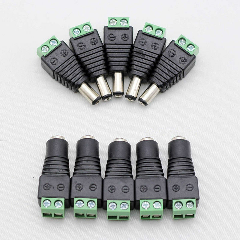 10X 12V Male + Female 2.1x5.5mm DC Power Plug Jack Adapter Connector for C.l8