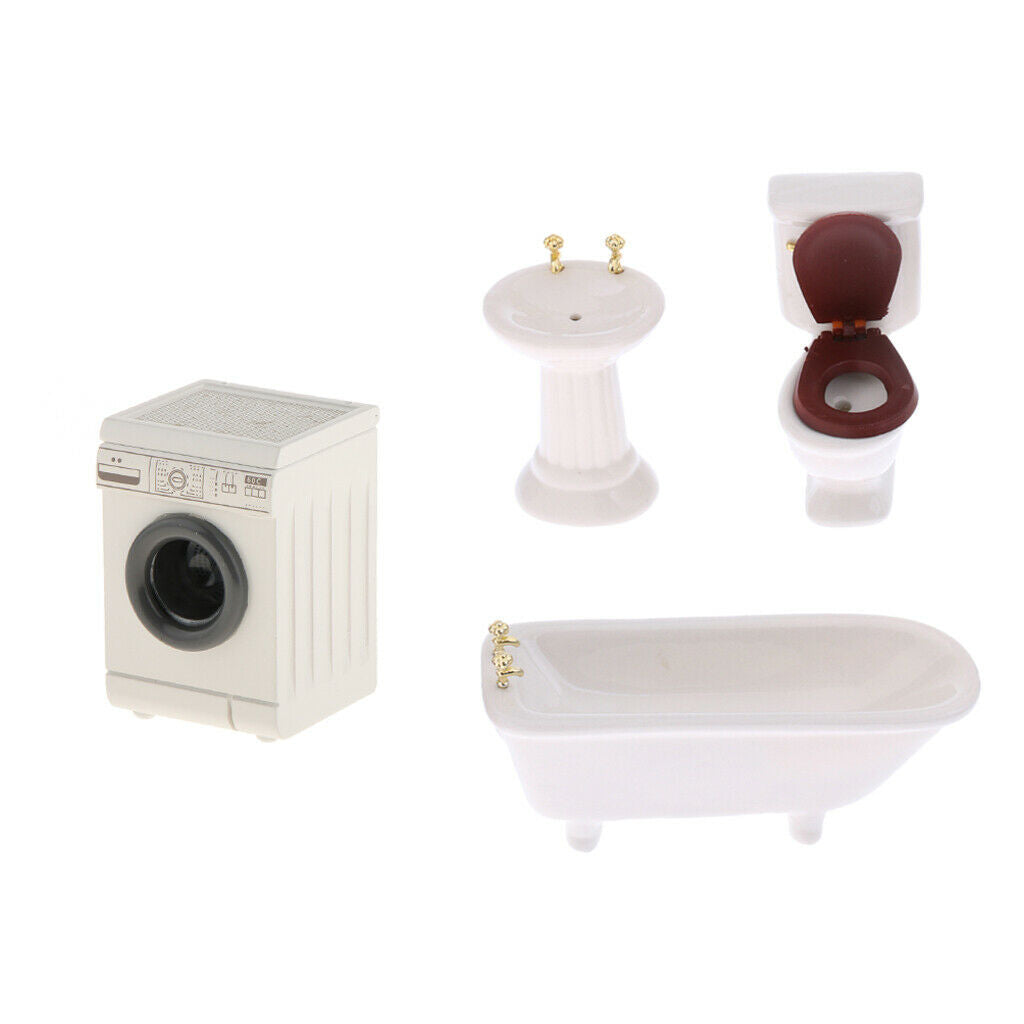 1:12 Simulation Washing Machine & Ceramic Bathroom Set Furniture Supplies