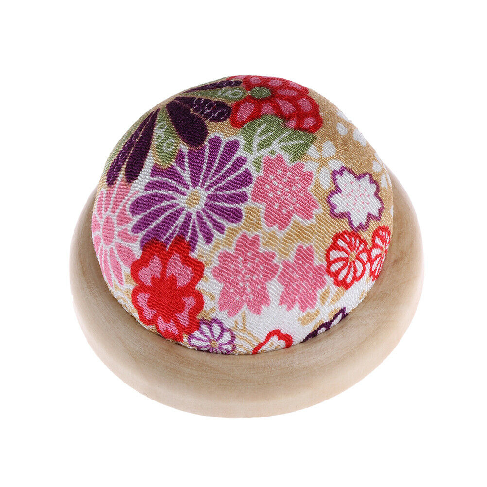 Wood base needle pin cushion pillow needles holder sewing craftstitchneed.l8