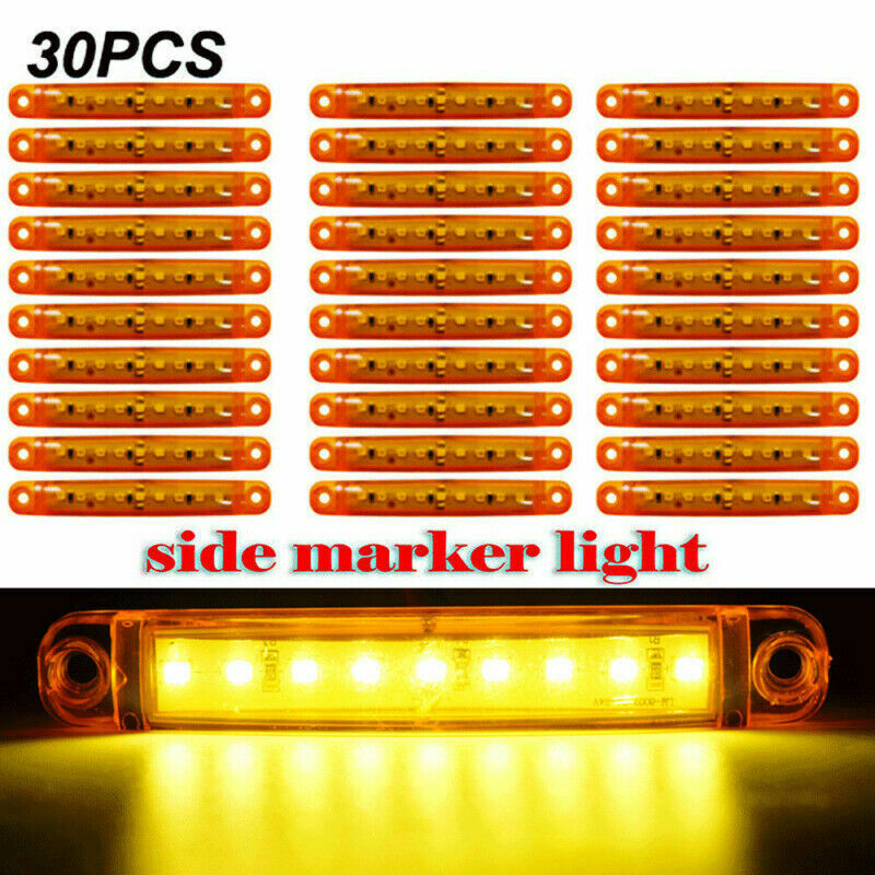 30Pc Durable Amber 9-LED Truck Trailer Lorry Sealed Side Marker Clearance Light