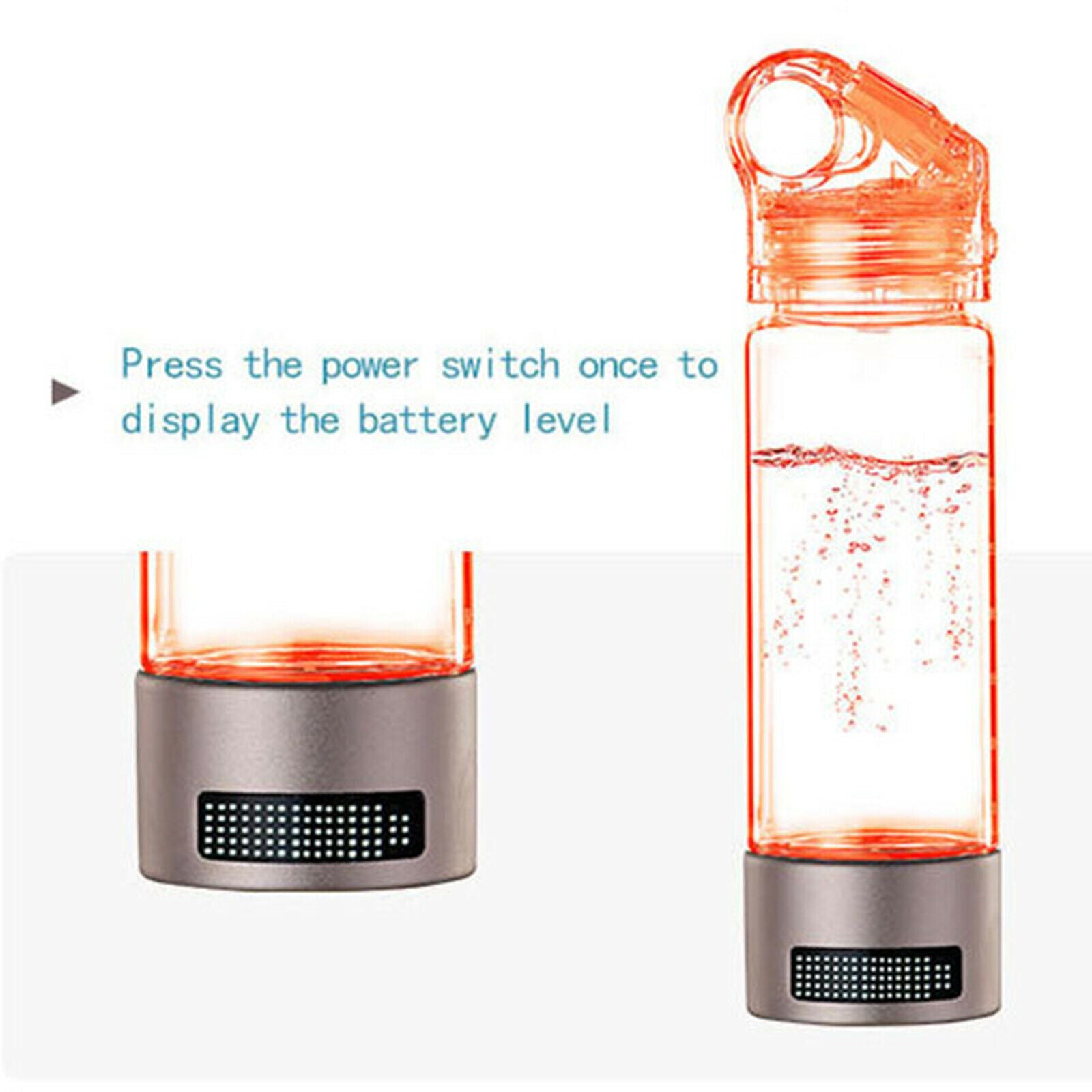 Rechargeable Hydrogen Water Bottle Cup Travel LED Display Inhaler Adapter