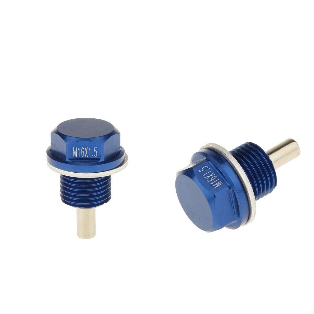 2 Pieces M16X1.5 Anodized Magnetic Engine Oil Pan Drain Bolt Plug for