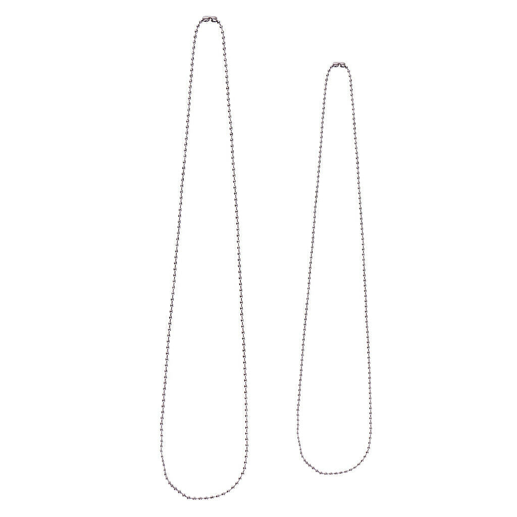 2pcs Stainless Steel Bead Chain Necklace Dog Tag 2.4MM, 23.6 inch, 31.5 inch