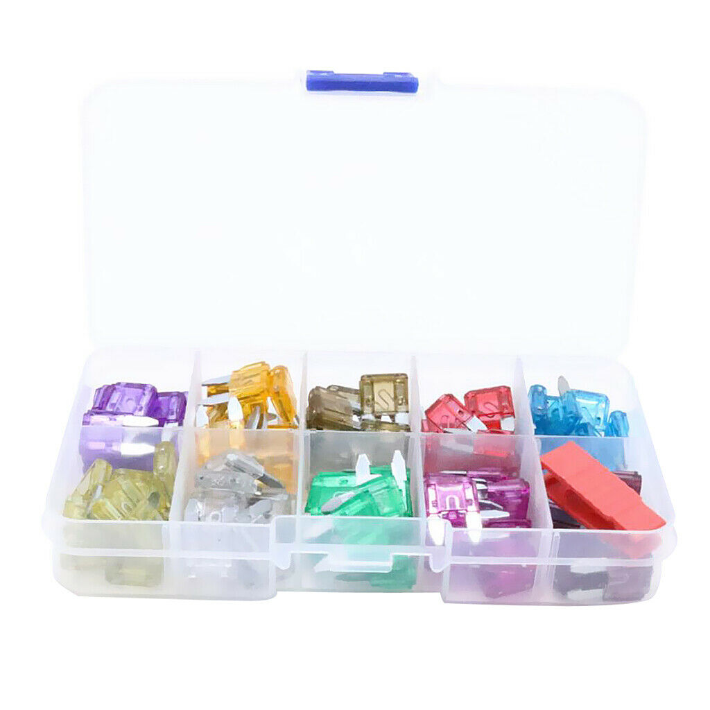 100 Pieces Automotive Car Motorcycle 3A-40A Mini Blade Fuses Kit With Puller