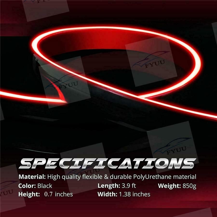 1.2m 3.9ft Glossy LED Tail Brake Turn Flowing Light Rear Trunk Roof Spoiler Lip