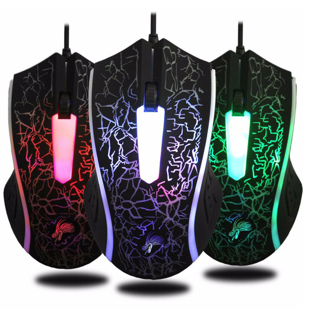 Gaming Mouse, Ergonomic USB Wired Gamer Mice 4000DPI 7Colors RGB LED Breathing