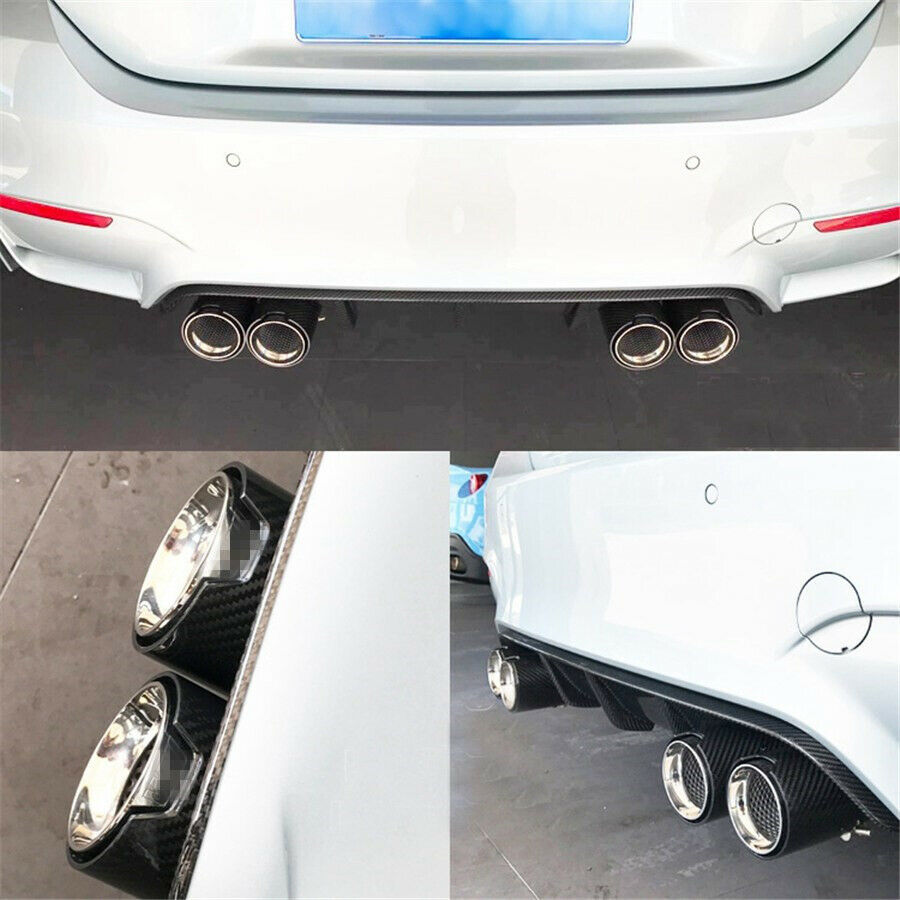 1X Glossy Real Carbon Fiber Car Exhaust Pipe Tail Muffler Tip 67mm Inlet For BMW