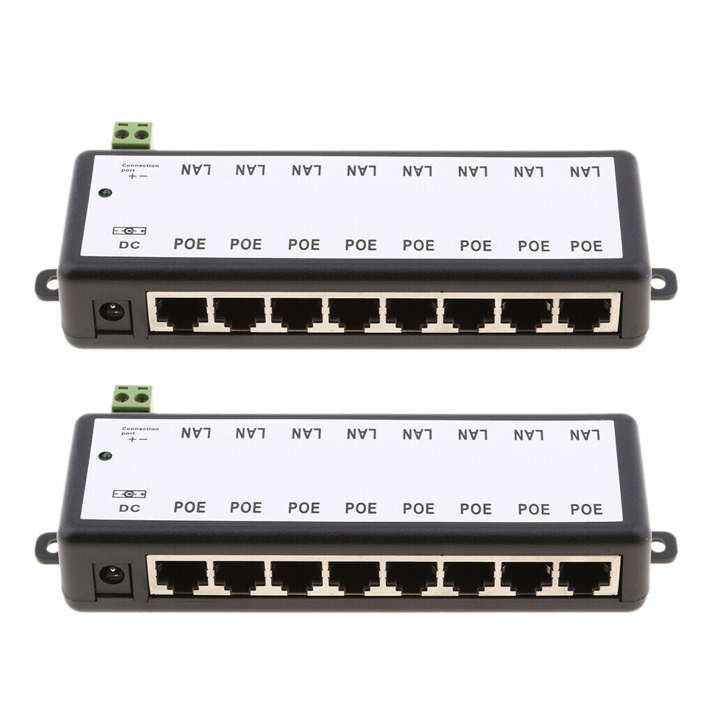 2pieces 8 POE Ports Switch Power Supply Module For Wireless Security Monitoring