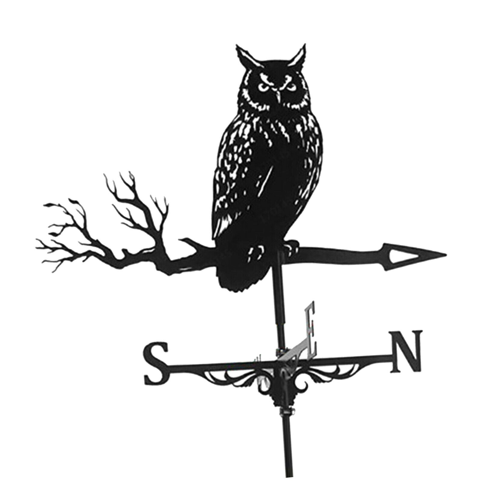 Metal Black Owl Weathervane Weather Vane Garden Farm Stake Crafts Ornament