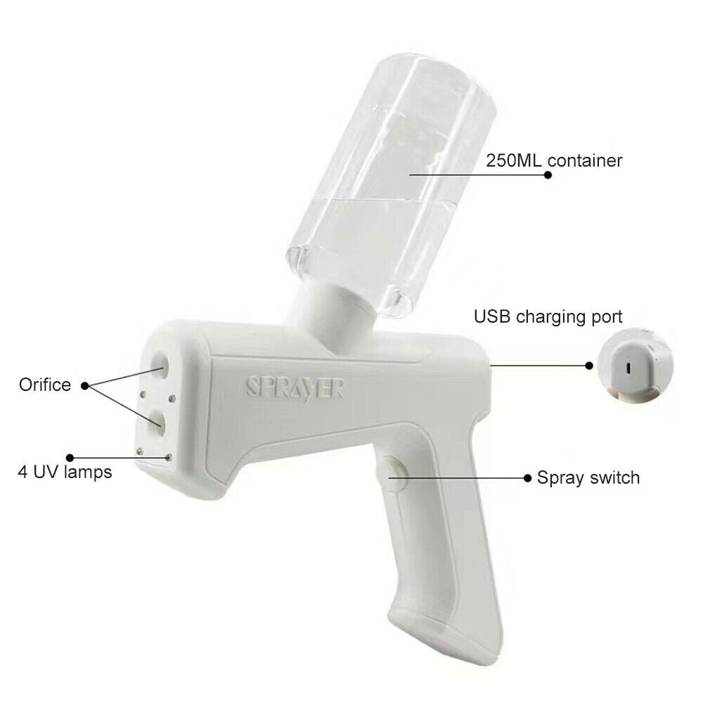 Electric Sprayer Gun Blue Light Nano Atomizing Disinfection Sanitizer Fogger New