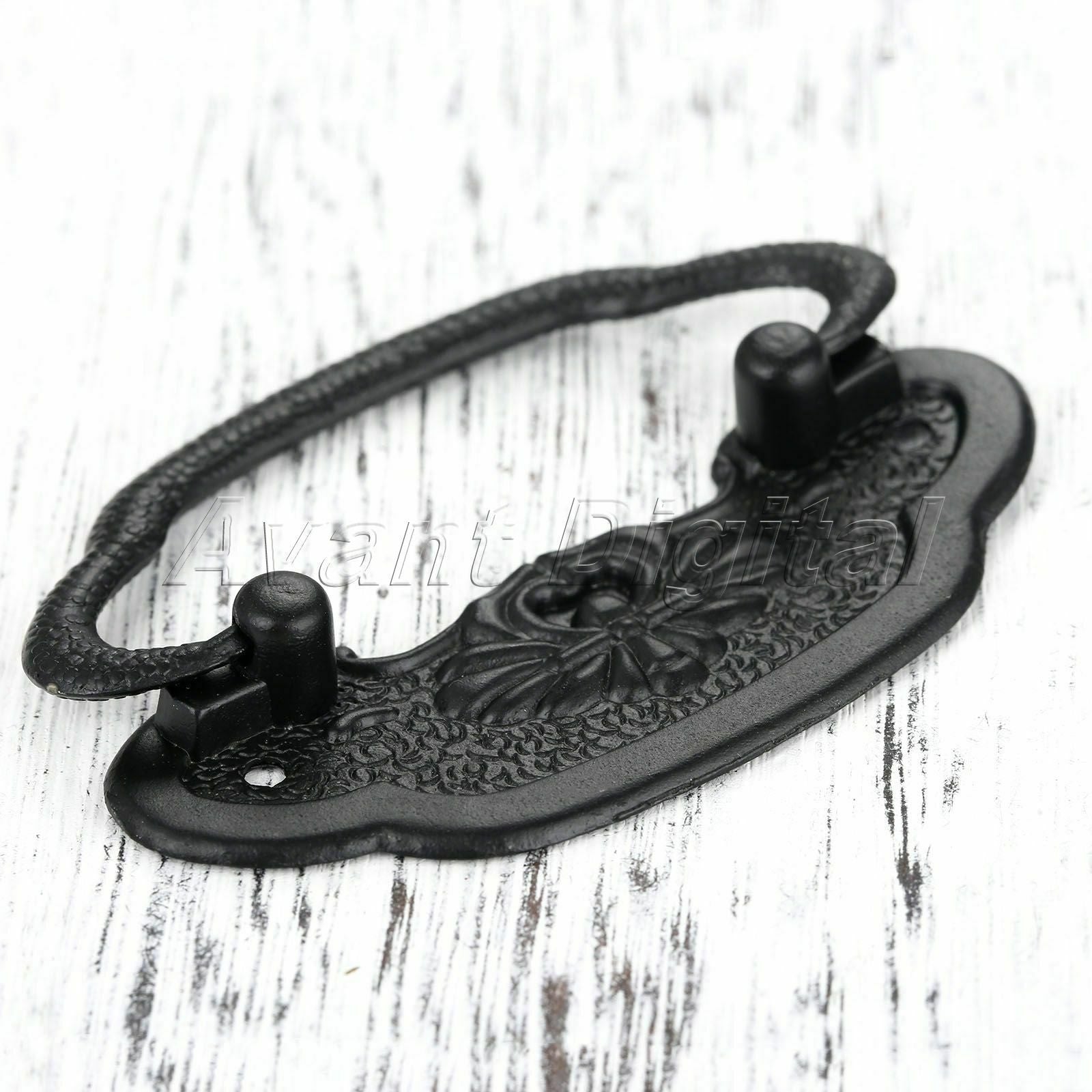 Hot Black Door Pull Ring Handle Cabinet Wardrobe Cupboard Drawer Knob & Screws