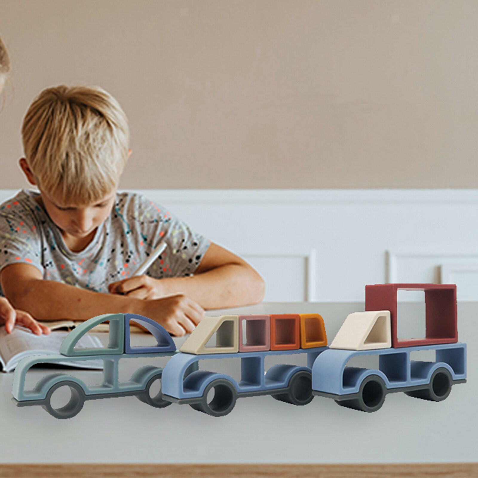 Montessori Stacking Toys Car Building Blocks for Toddlers Early Learning
