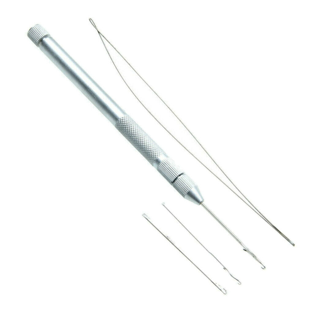 1 Set 2-in-1 Hook Pulling Needles Threader for Micro Beads Crafts Tools