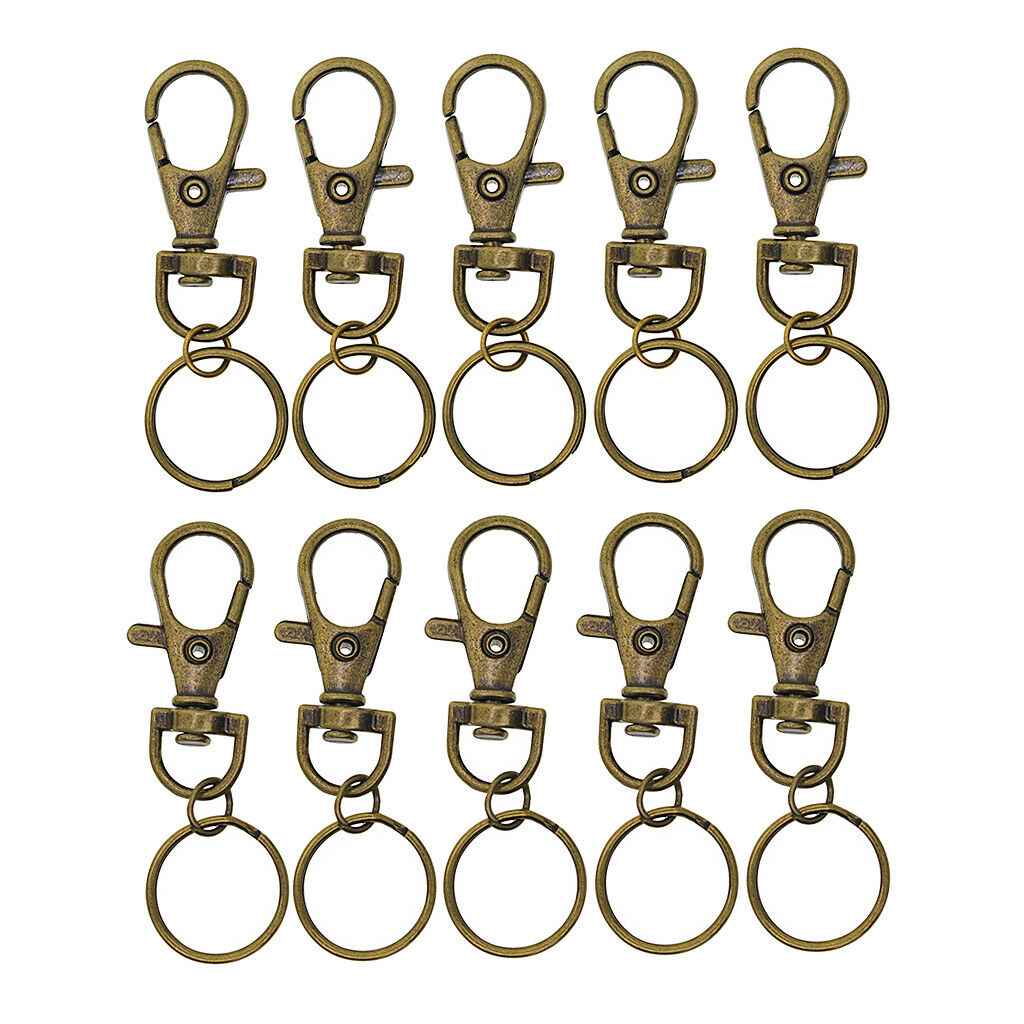 10Pcs Metal Key Chain Hooks with Key Rings for DIY Crafts Jewelry Findings
