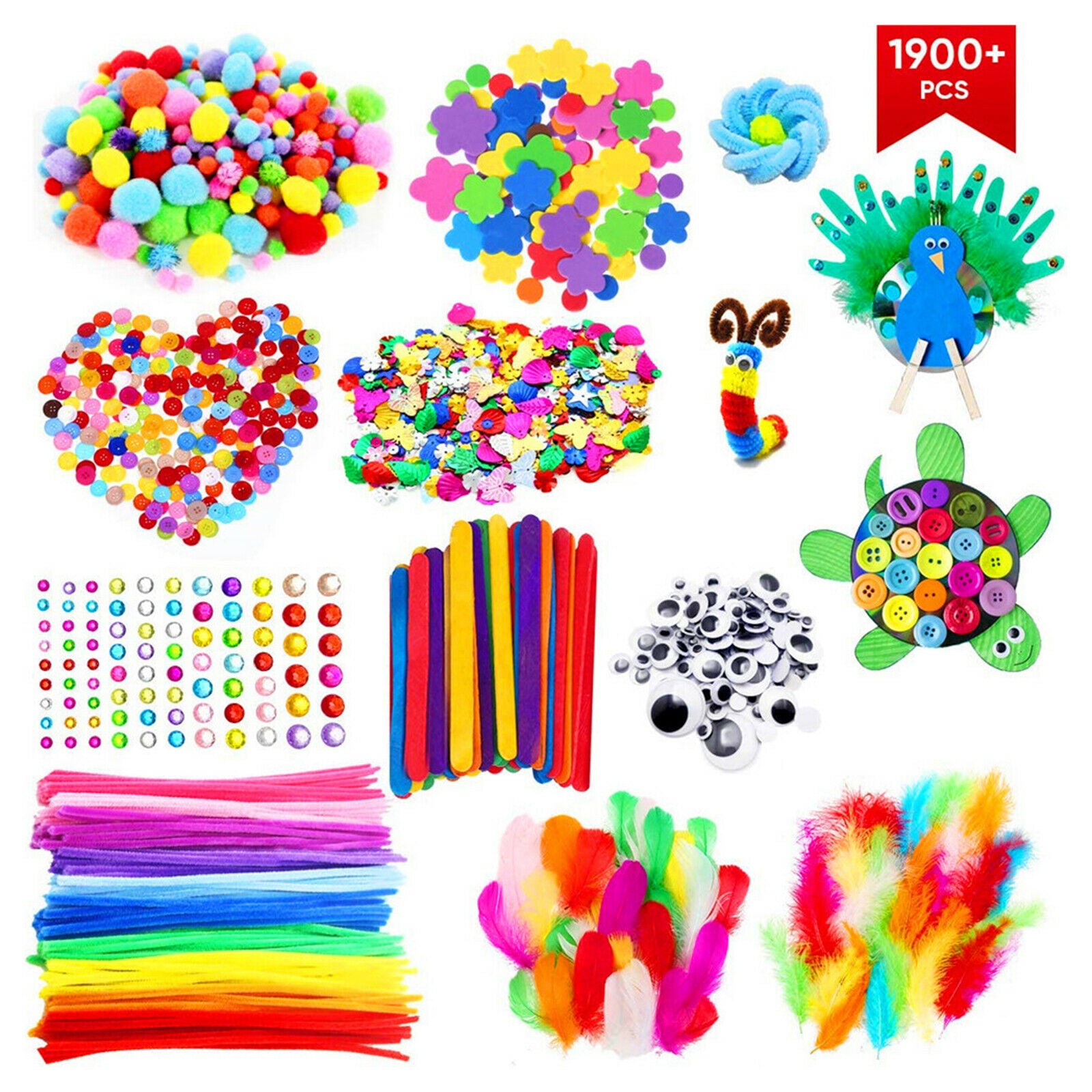 All in One Kids Arts & Crafts Supplies Kit DIY Crafting Collage Material Set