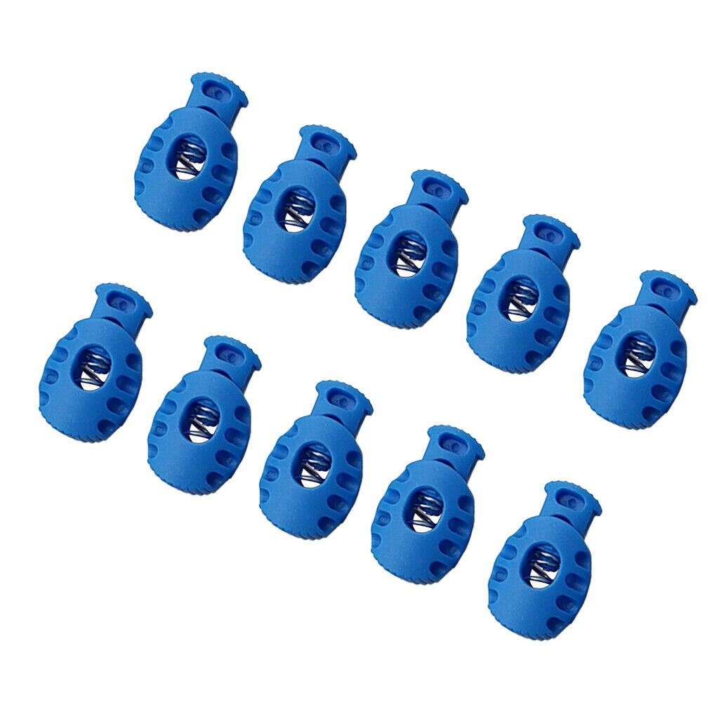 10pcs Bungee Cord Lock End Spring Stop Toggle Stoppers Blue