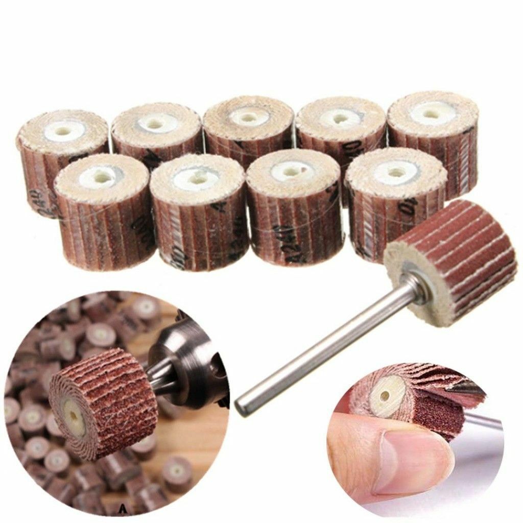 12pcs 240Grit Sanding Flap Wheel Sand Paper Rotary Die Grinder Drill Bit