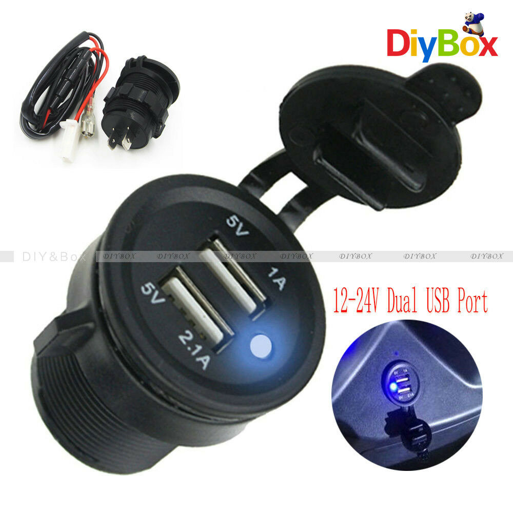 12-24V Splitter Dual USB Port Cigarette Lighter Socket Car Charger Power Adaptor