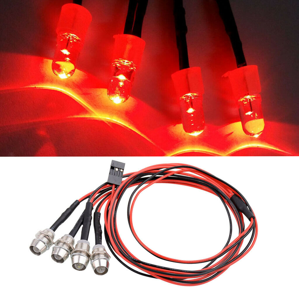 4 Red LED Spotlight Headlight Lamp for 1/5 1/8 1/10 1/12 1/16 RC Car Truck