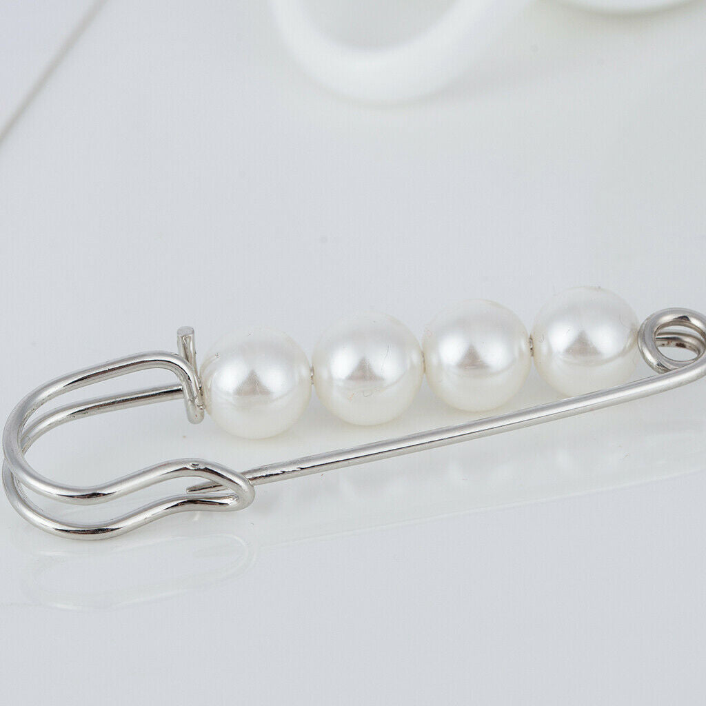 Elegant Pearls Brooch Pin Clip Ladies Lapel Safety Pin Charms Badge Decor