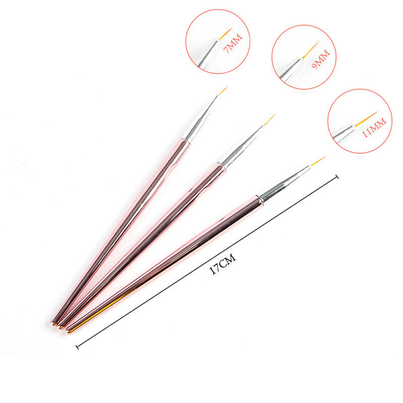3Pcs/Set Nail Art Fine Liner Painting Pen Brushes Drawing Flower Striping Des Tt